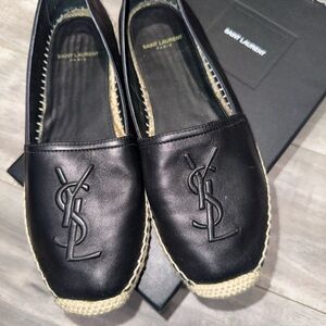 Saint Laurent Black Leather Loafers